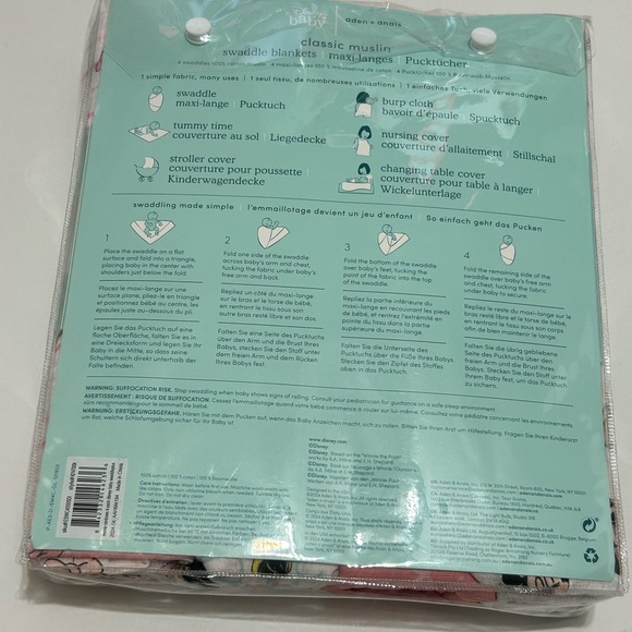 aden + anais Disney Baby Muslin Swaddle Blankets - Pink and White - Picture 6 of 6